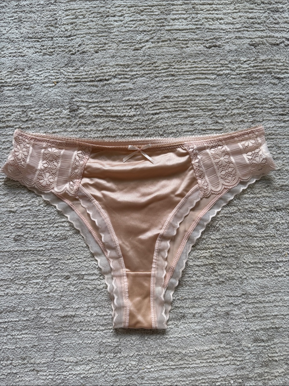 Blush Pink Lace-Trim Bikini Briefs